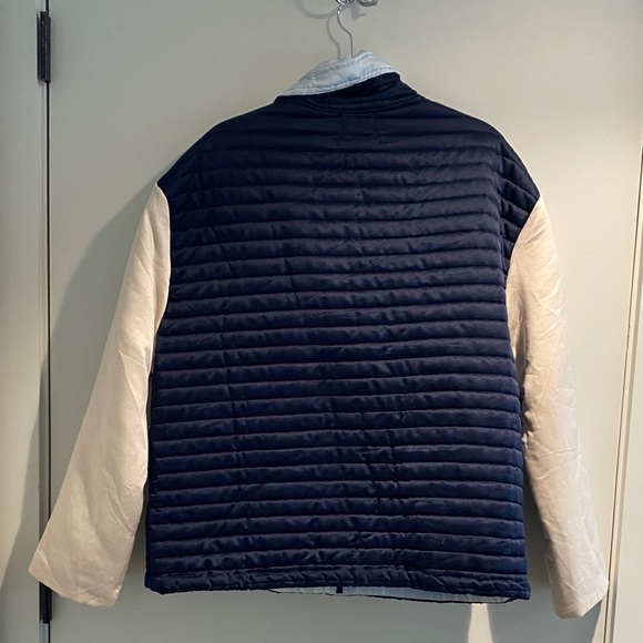 Navy and Cream Women's Quilted Jacket - Picture 3 of 8